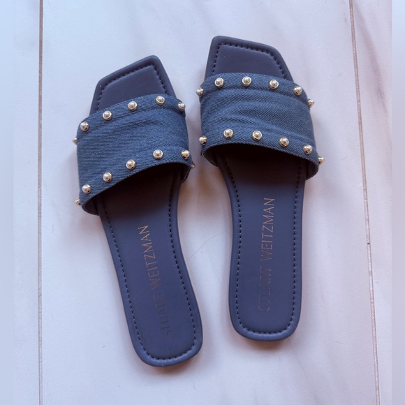 Stuart Weitzman Shoes - Stuart Weitzman Navy Studded Sandals